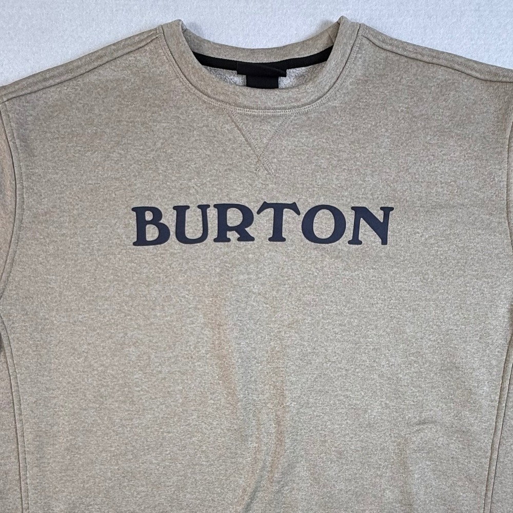 Burton Oak Crew Sweatshirt Mens Small Fleece Pullover Logo Tan
